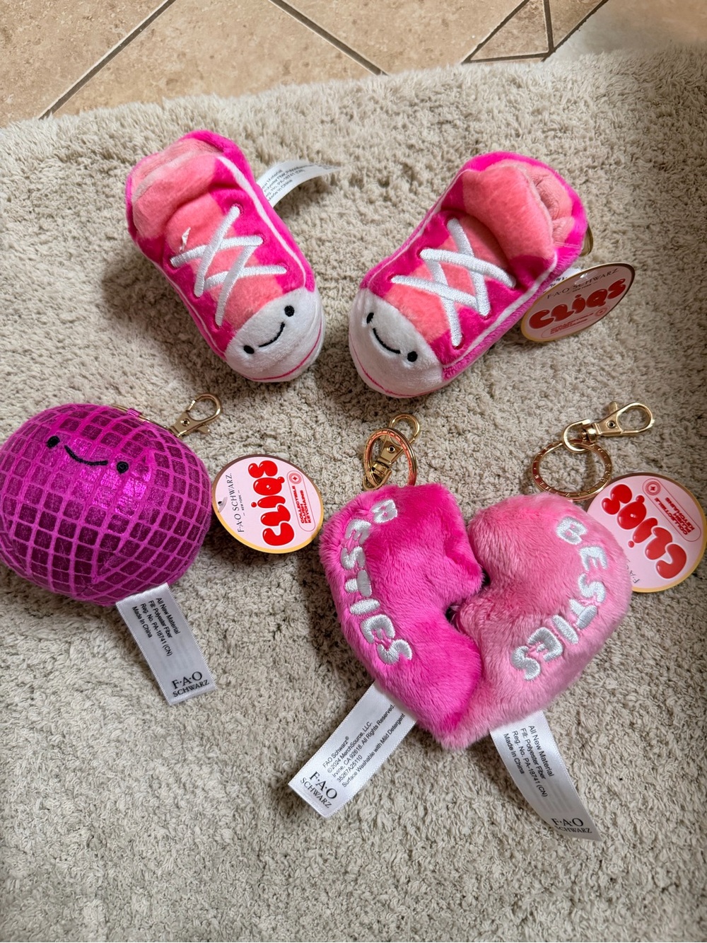 FAO Schwarz Cliqs Plush Keychain Bundle
